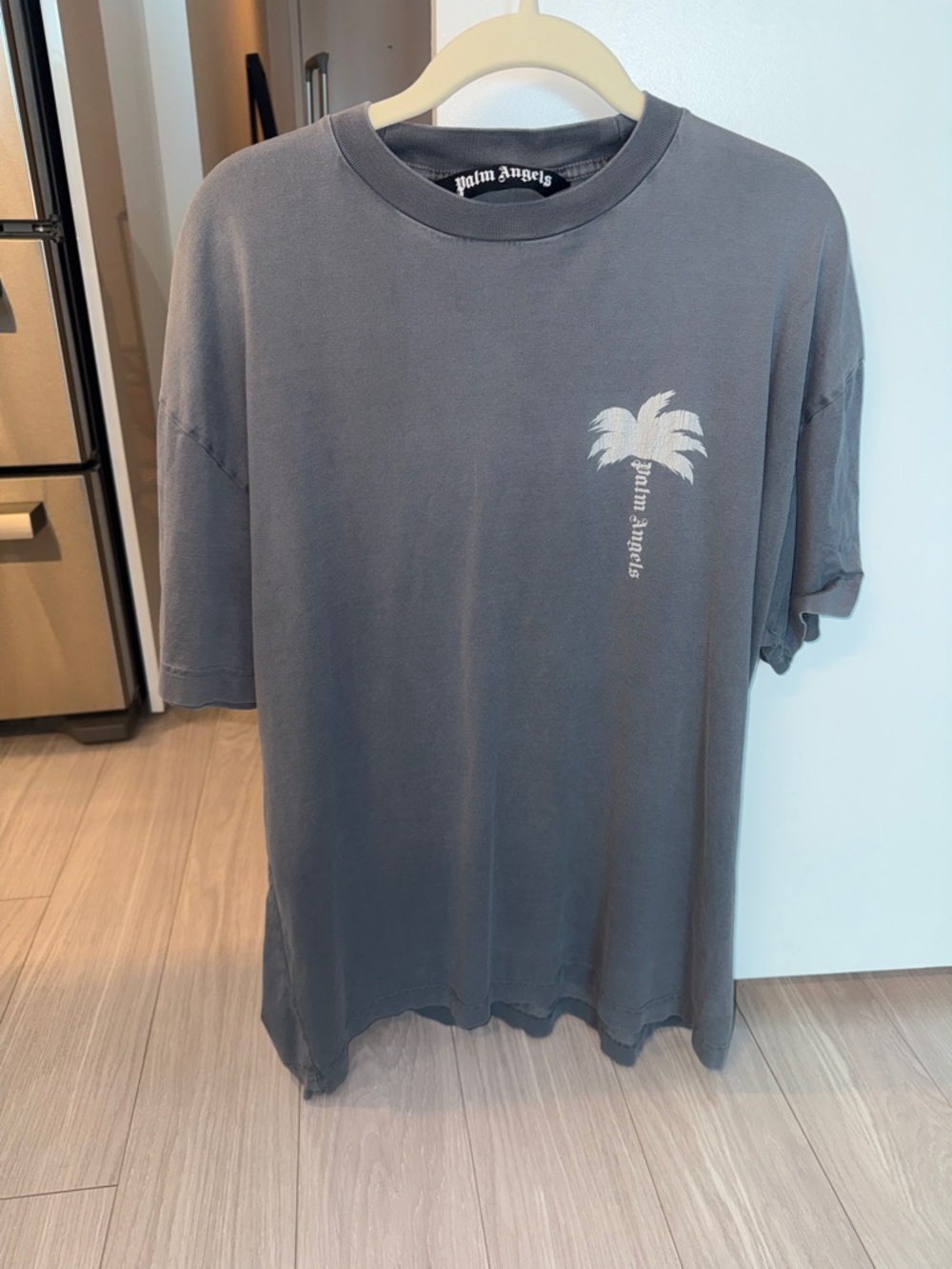 Palm Angels Charcoal Grey Palm-Graphic Short Sleeve Tee